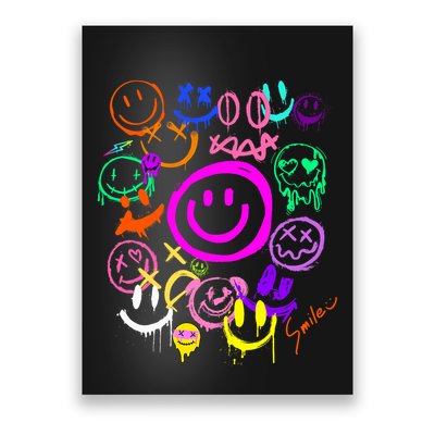 Smile Face Emoticons Fun Vivid Graffiti Smileys Graphic Poster