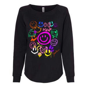 Smile Face Emoticons Fun Vivid Graffiti Smileys Graphic Womens California Wash Sweatshirt