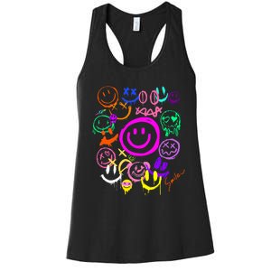 Smile Face Emoticons Fun Vivid Graffiti Smileys Graphic Women's Racerback Tank