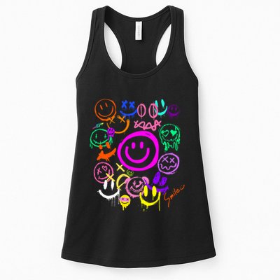 Smile Face Emoticons Fun Vivid Graffiti Smileys Graphic Womens Tank Top