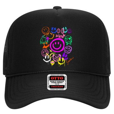 Smile Face Emoticons Fun Vivid Graffiti Smileys Graphic Trucker Hat