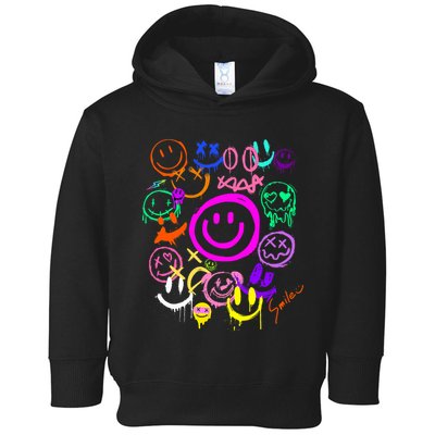 Smile Face Emoticons Fun Vivid Graffiti Smileys Graphic Toddler Hoodie