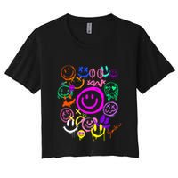 Smile Face Emoticons Fun Vivid Graffiti Smileys Graphic Women's Crop Top Tee