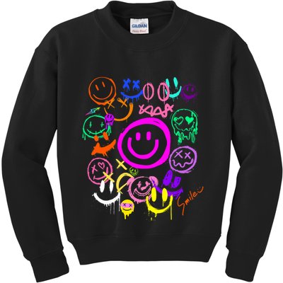 Smile Face Emoticons Fun Vivid Graffiti Smileys Graphic Kids Sweatshirt
