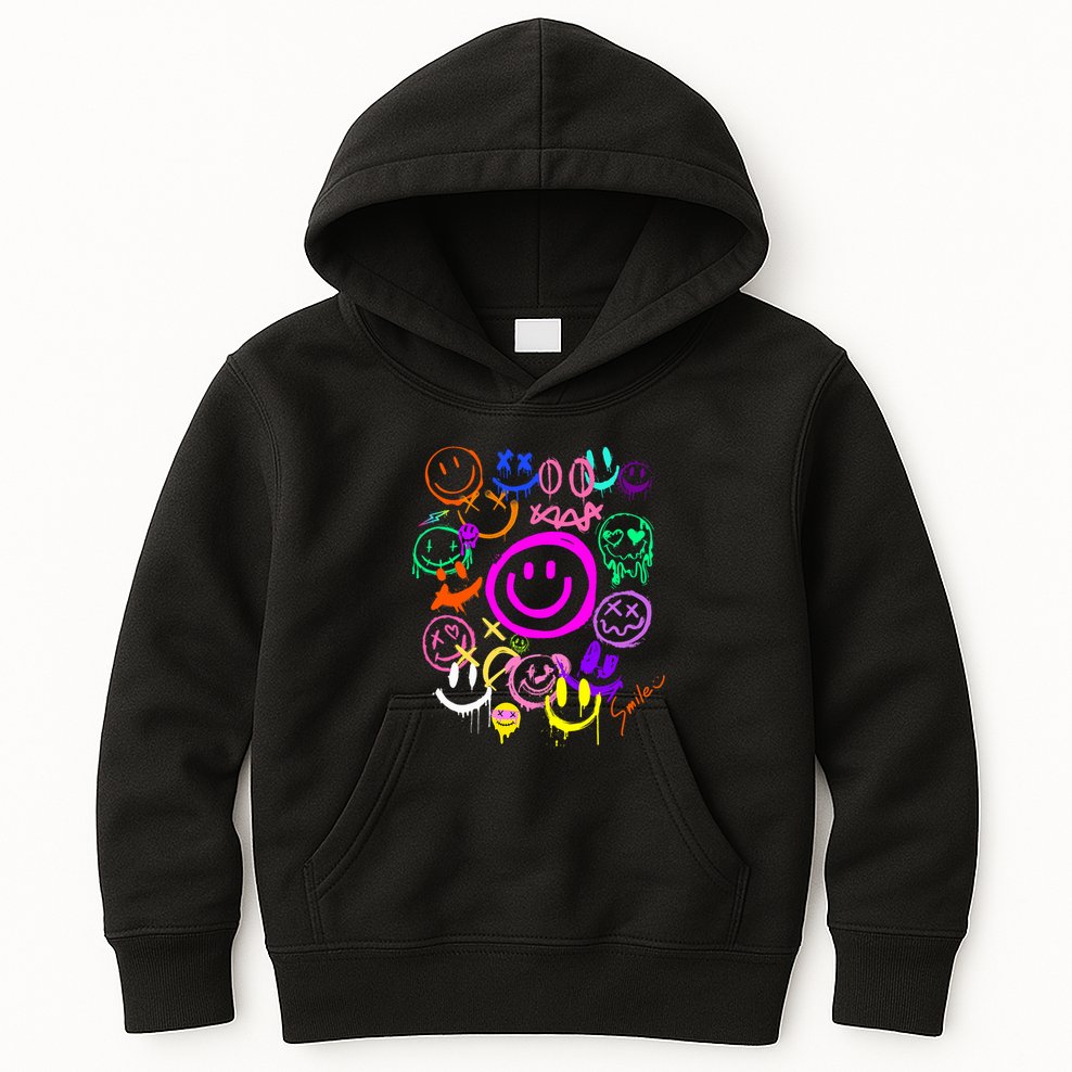 Smile Face Emoticons Fun Vivid Graffiti Smileys Graphic Kids Hoodie
