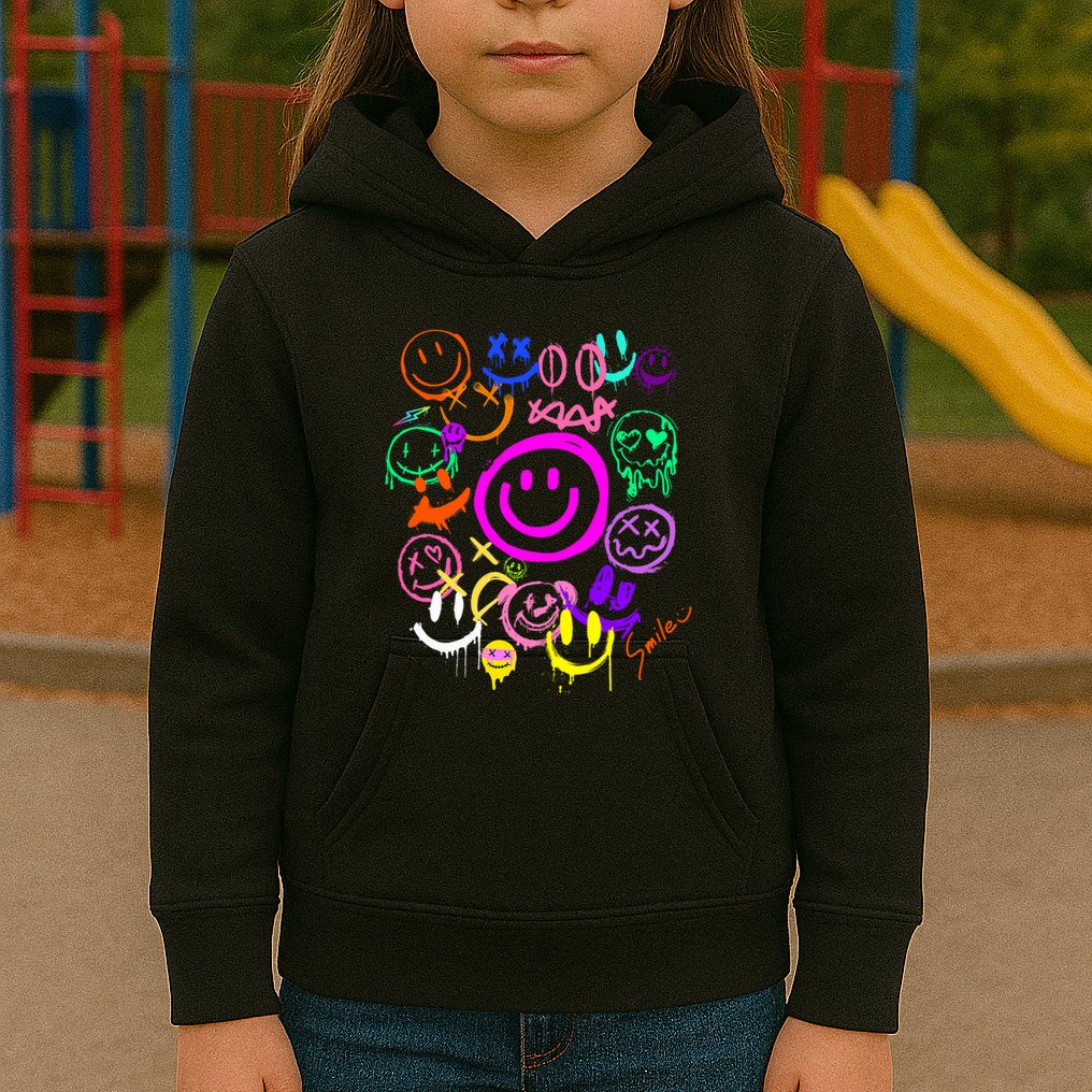 Smile Face Emoticons Fun Vivid Graffiti Smileys Graphic Kids Hoodie