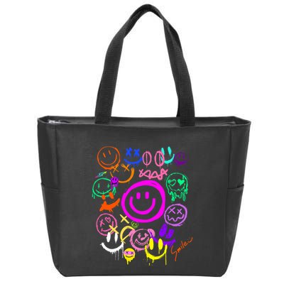 Smile Face Emoticons Fun Vivid Graffiti Smileys Graphic Zip Tote Bag