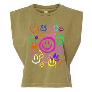 Smile Face Emoticons Fun Vivid Graffiti Smileys Graphic Garment-Dyed Women's Muscle Tee