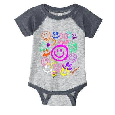Smile Face Emoticons Fun Vivid Graffiti Smileys Graphic Infant Baby Jersey Bodysuit