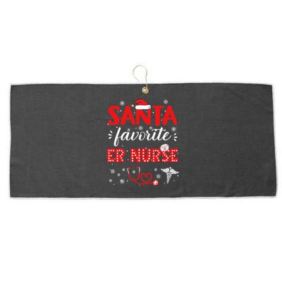 Santa Favorite Er Nurse Christmas In Hospital Xmas Funny Gift Large Microfiber Waffle Golf Towel