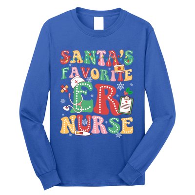 SantaS Favorite Er Nurse Xmas Light Santa Hat Christmas Gift Long Sleeve Shirt