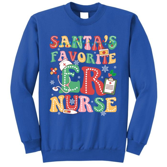 SantaS Favorite Er Nurse Xmas Light Santa Hat Christmas Gift Sweatshirt