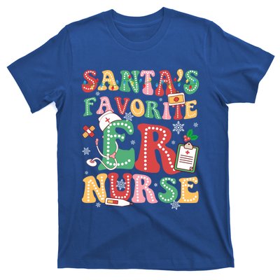 SantaS Favorite Er Nurse Xmas Light Santa Hat Christmas Gift T-Shirt