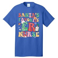 SantaS Favorite Er Nurse Xmas Light Santa Hat Christmas Gift Tall T-Shirt