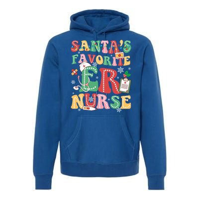 SantaS Favorite Er Nurse Xmas Light Santa Hat Christmas Gift Premium Hoodie