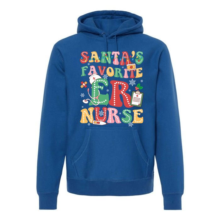 SantaS Favorite Er Nurse Xmas Light Santa Hat Christmas Gift Premium Hoodie