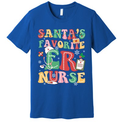 SantaS Favorite Er Nurse Xmas Light Santa Hat Christmas Gift Premium T-Shirt