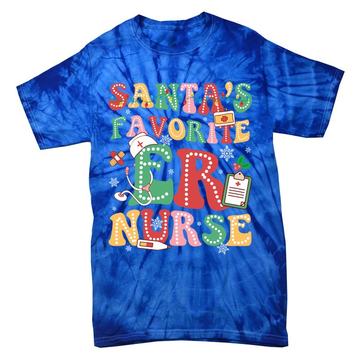 SantaS Favorite Er Nurse Xmas Light Santa Hat Christmas Gift Tie-Dye T-Shirt