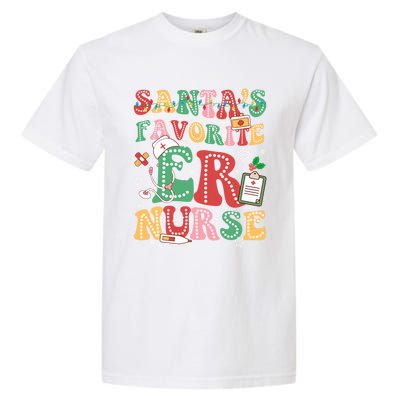 SantaS Favorite Er Nurse Xmas Light Santa Hat Christmas Gift Garment-Dyed Heavyweight T-Shirt