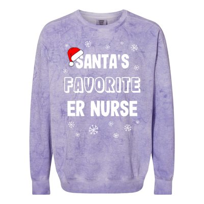 Santas Favorite Er Nurse Christmas Gift Colorblast Crewneck Sweatshirt