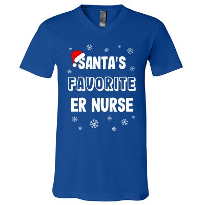 Santas Favorite Er Nurse Christmas Gift V-Neck T-Shirt