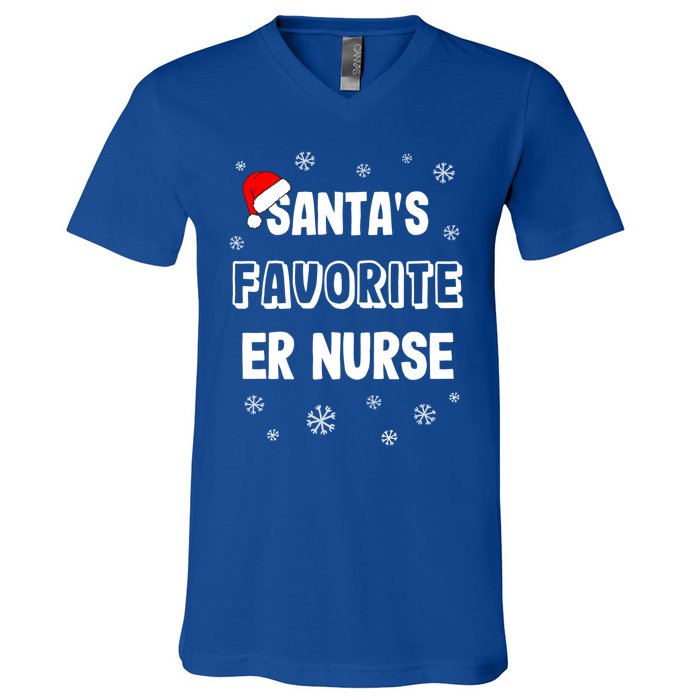 Santas Favorite Er Nurse Christmas Gift V-Neck T-Shirt