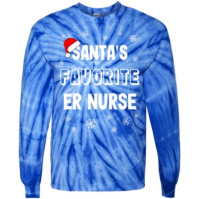 Santas Favorite Er Nurse Christmas Gift Tie-Dye Long Sleeve Shirt