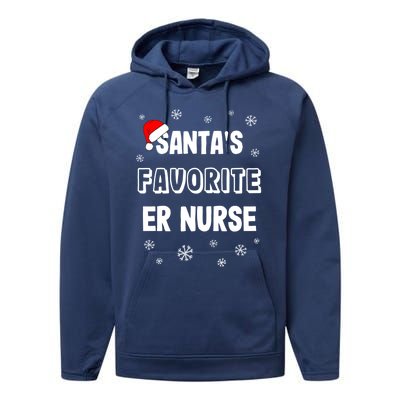 Santas Favorite Er Nurse Christmas Gift Performance Fleece Hoodie