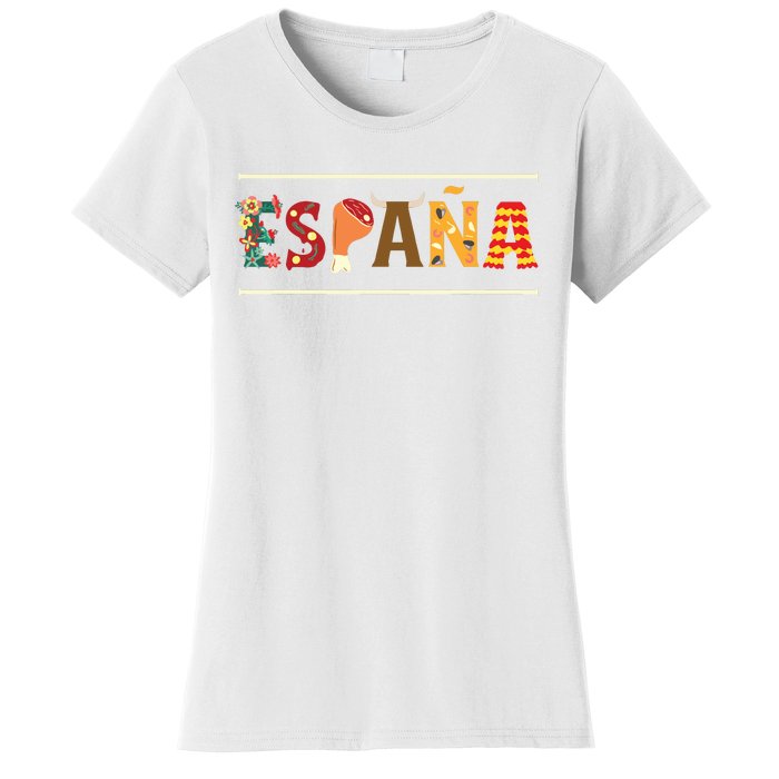 Spanish Fiesta Espana Bull Spanish Flower Spain Flag Spain Women's T-Shirt