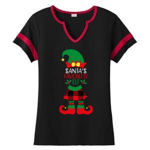 Santa's Favorite Elf Cute Christmas Holiday Ladies Halftime Notch Neck Tee