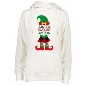 Santa's Favorite Elf Cute Christmas Holiday Womens Funnel Neck Pullover Hood