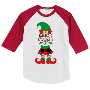 Santa's Favorite Elf Cute Christmas Holiday Kids Colorblock Raglan Jersey