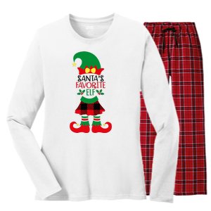 Santa's Favorite Elf Cute Christmas Holiday Women's Long Sleeve Flannel Pajama Set 