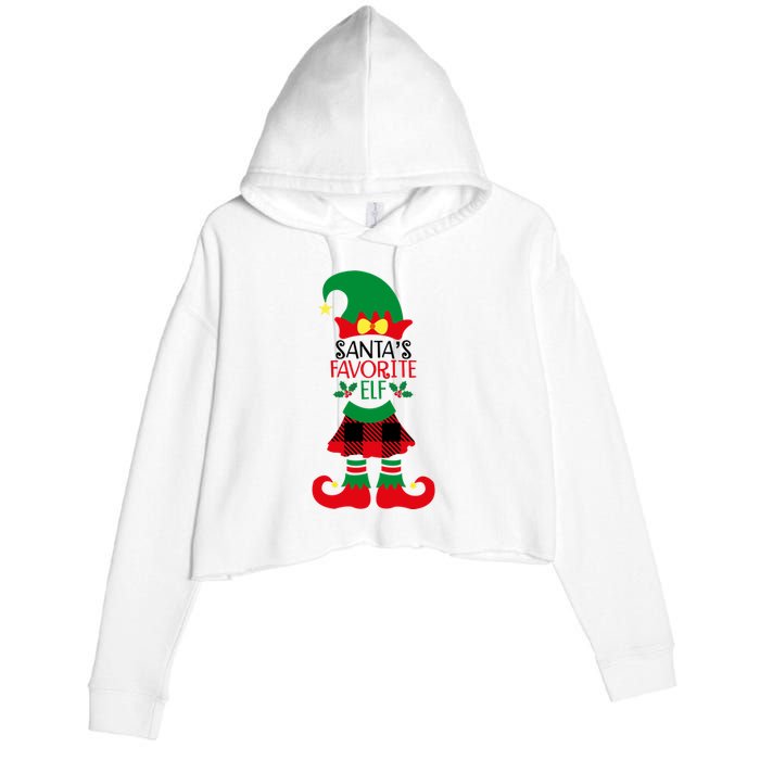 Santa's Favorite Elf Cute Christmas Holiday Crop Fleece Hoodie