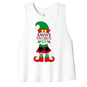 Santa's Favorite Elf Cute Christmas Holiday Women's Racerback Cropped Tank