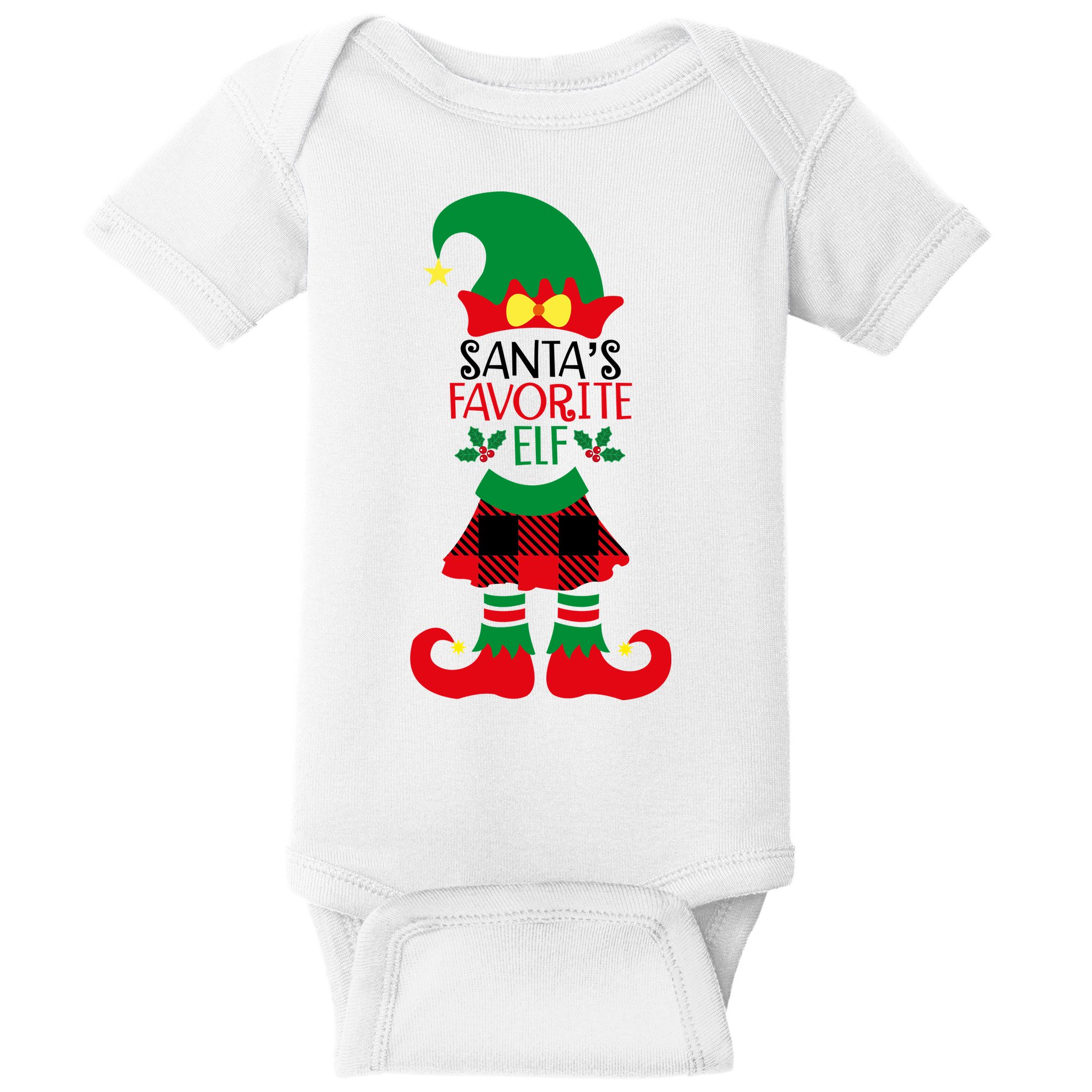 Santa's Favorite Elf Cute Christmas Holiday Baby Bodysuit