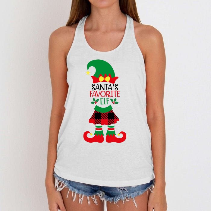 Santa's Favorite Elf Cute Christmas Holiday Women's Knotted Racerback Tank