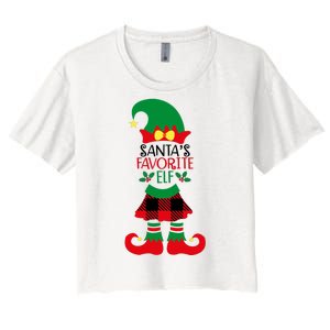 Santa's Favorite Elf Cute Christmas Holiday Women's Crop Top Tee