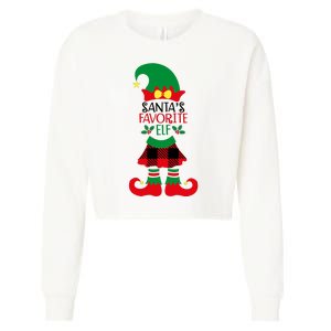 Santa's Favorite Elf Cute Christmas Holiday Cropped Pullover Crew