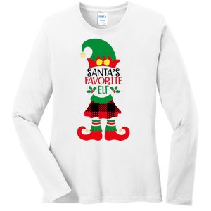 Santa's Favorite Elf Cute Christmas Holiday Ladies Long Sleeve Shirt