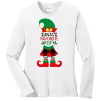 Santa's Favorite Elf Cute Christmas Holiday Ladies Long Sleeve Shirt