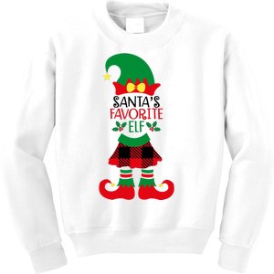 Santa's Favorite Elf Cute Christmas Holiday Kids Sweatshirt