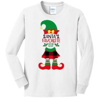 Santa's Favorite Elf Cute Christmas Holiday Kids Long Sleeve Shirt