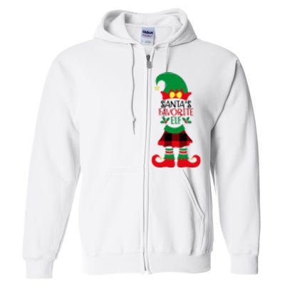 Santa's Favorite Elf Cute Christmas Holiday Full Zip Hoodie