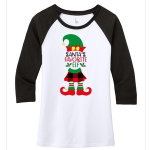 Santa's Favorite Elf Cute Christmas Holiday Women's Tri-Blend 3/4-Sleeve Raglan Shirt