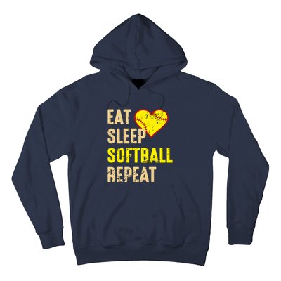 Softball Funny Eat Sleep Softball Repeat Girl Softball Hoodie