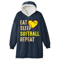 Softball Funny Eat Sleep Softball Repeat Girl Softball Hooded Wearable Blanket