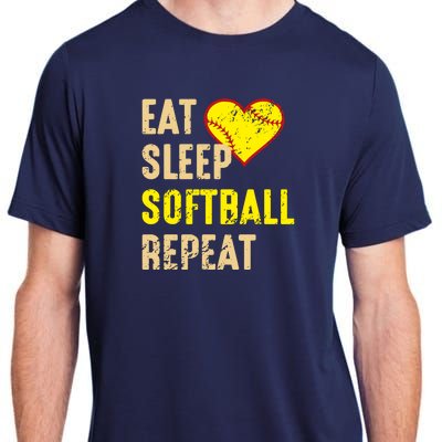 Softball Funny Eat Sleep Softball Repeat Girl Softball Adult ChromaSoft Performance T-Shirt