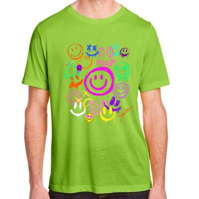 Smile Face Emoticons Fun Vivid Graffiti Smileys Graphic Adult ChromaSoft Performance T-Shirt