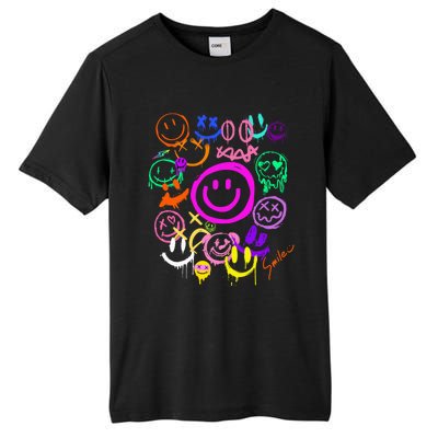 Smile Face Emoticons Fun Vivid Graffiti Smileys Graphic Tall Fusion ChromaSoft Performance T-Shirt